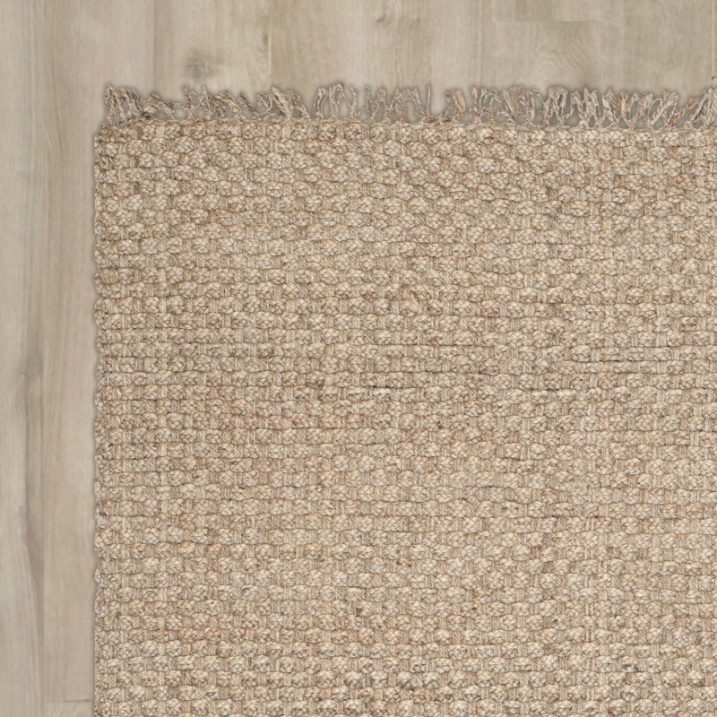 Tapis de couleur unie en jute tissé à la main Jakwaun, Rectangle 6 pi x 9 pi