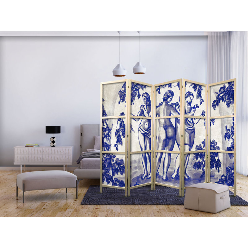 225cm W x 171cm H 5 - Panel Solid Wood Folding Room Divider
