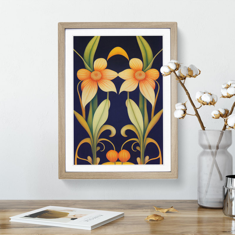 Majestic Flowers - Framed Print, 64cm H x 46cm W x 2cm D, Oak