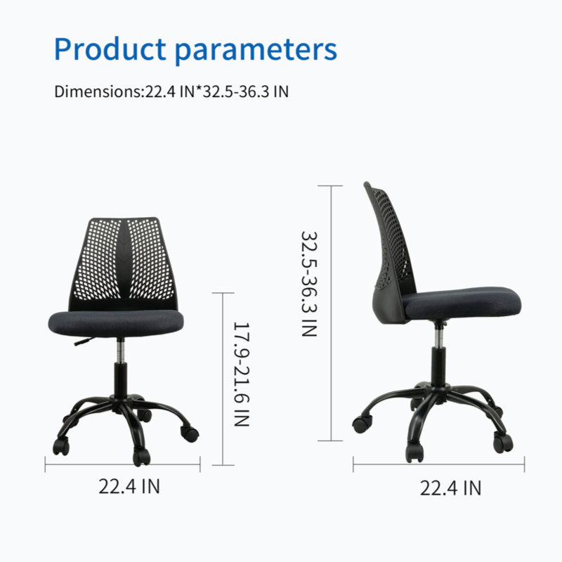 Chaise de bureau ergonomique Kavonta, Noir, Noir