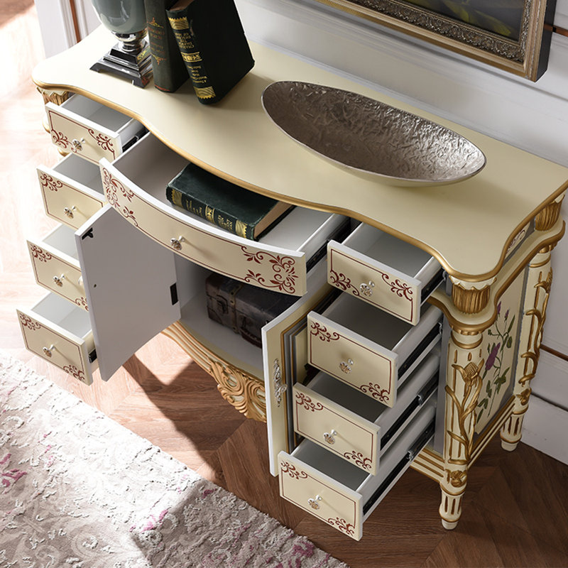 European Hand-Painted Accent Cabinet Sideboard
