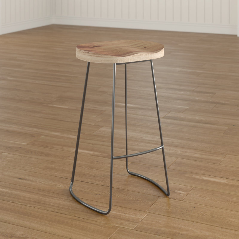 Atalaya Mango Solid Wood Bar Stool, 21.7" H x 17.3" W x 14.6" D, Black