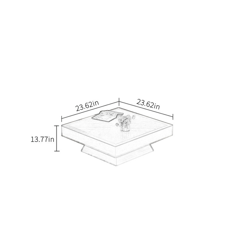 Design sense simple solid wood coffee table, 13.77" H x 23.62" L x 23.62" W