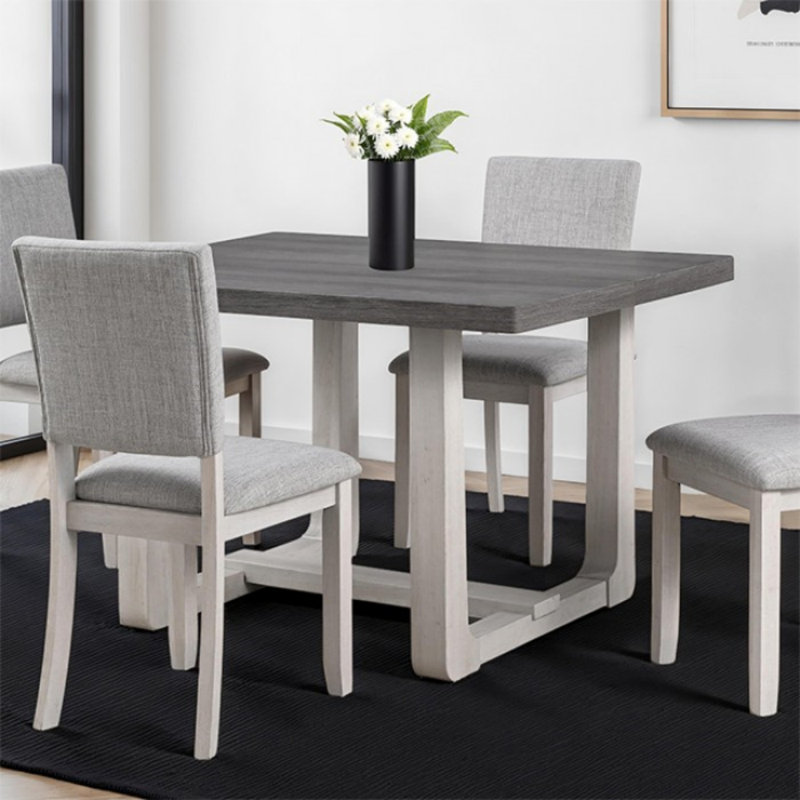 Ensemble de table de salle à manger 5 pièces Lennon, Gris, Gris clair, Gris clair
