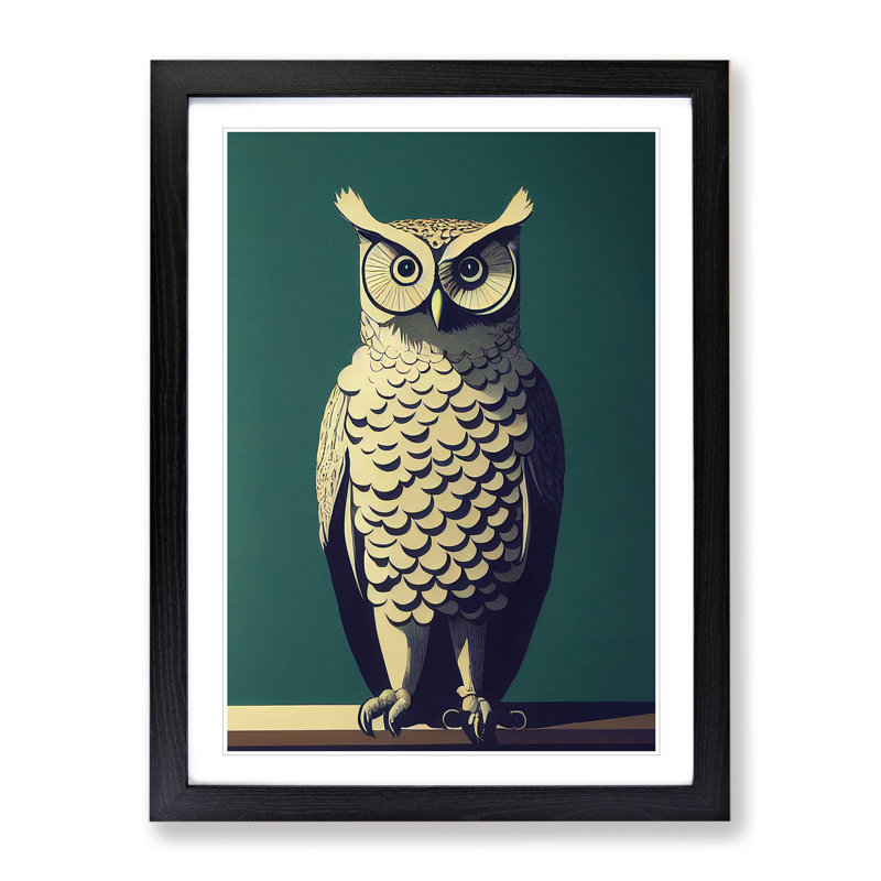 An Exciting Owl - Wall Art, 64cm H x 46cm W, Black Framed