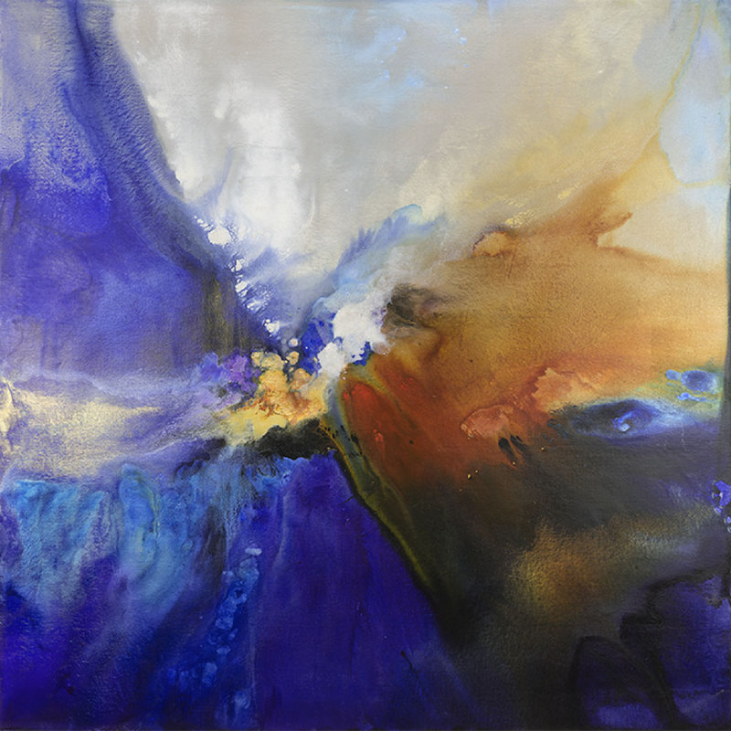 Cobalt Drift Print by Jennifer Hollack Raboin, Stretched Canvas, 48" H x 48" W x 2" D