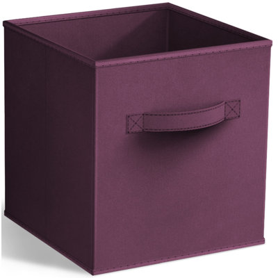 Sorbus 11 Inch Foldable Fabric Storage Cube Bin with Handle - for Organizing Home, Closet, Bedroom, Playroom, and More, Single, Purple