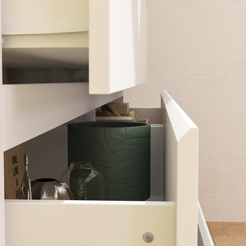 Commode 6 tiroirs avec rangement solide, Blanc