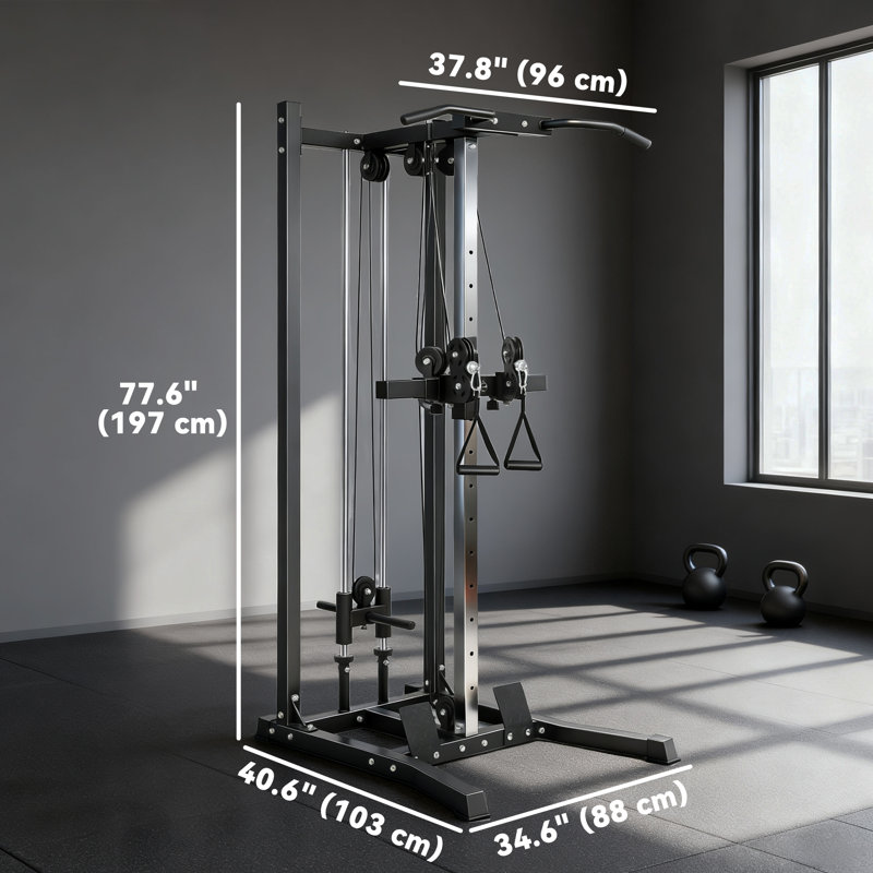 Système de poulie double à câble avec barre de traction et 14 positions
