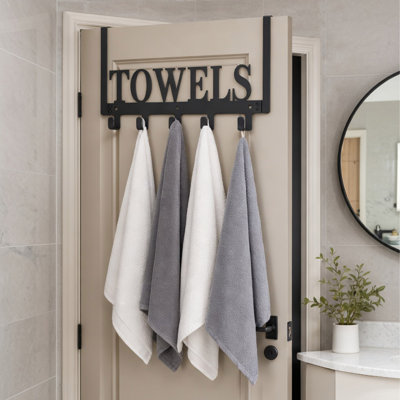 Porte-serviettes à suspendre au-dessus de la porte avec crochets, porte-serviettes de salle de bain en métal, porte-serviettes mural ou à suspendre pour serviettes, peignoirs et accessoires