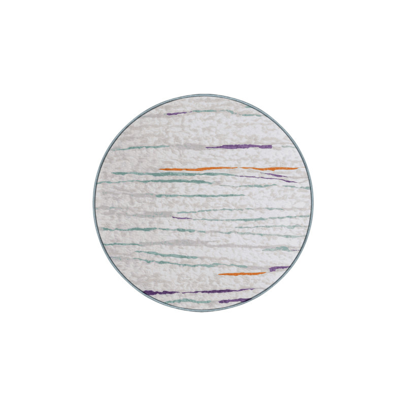 Tapis bleu soyeux et moelleux, Rond 8 pi