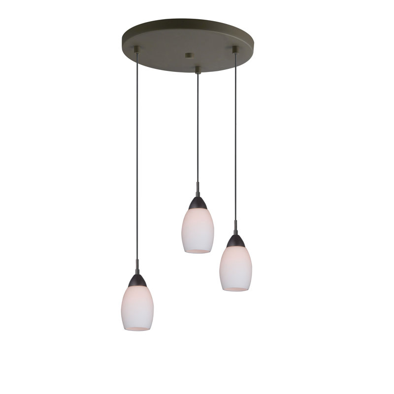 Murphy 3 - Light Cluster Pendant, Opal, Bronze