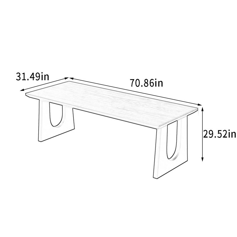 Grand bureau à panneau en bois massif avec pieds épaissis, H 29,52 po x l 70,86 po x P 31,49 po