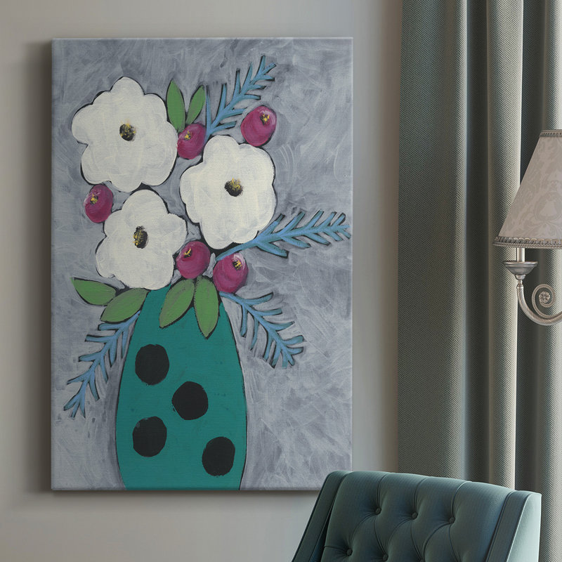 Floral Froli II - peinture sur toile tendue, H 18 po x l 12 po x P 1,5 po