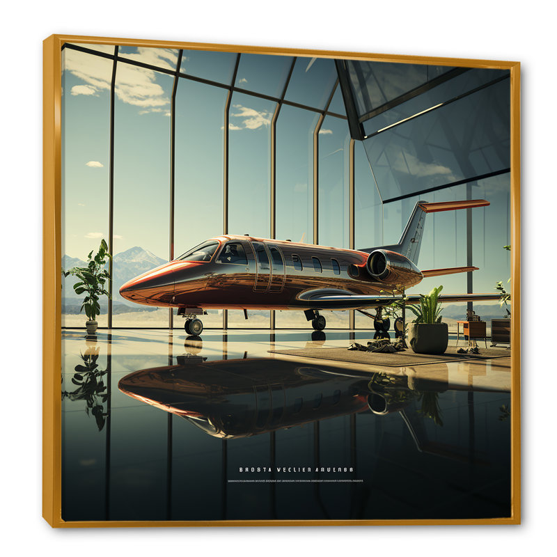 «Jet Plane Matrix Showcase» sur toile, Cadre flottant doré, H 24 po x l 24 po x P 1 po