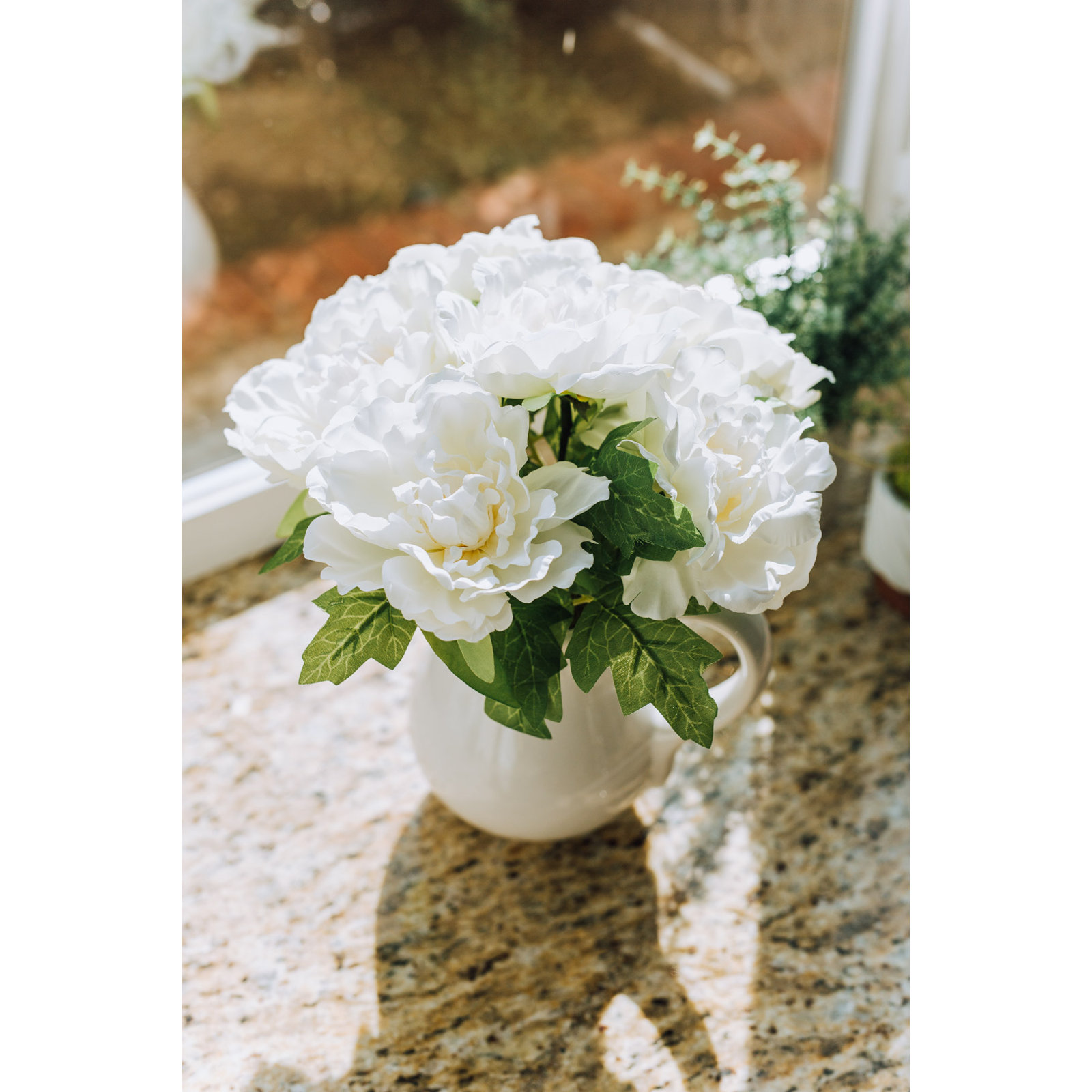 Olveston Peonies Centerpiece in Vase, White