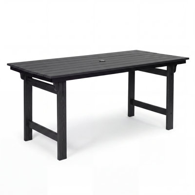 Table de jardin rectangulaire en PEHD de 170 cm (67 po) pour 4 à 6 personnes avec trou pour parasol – Table de patio durable et résistante aux intempéries pour la cour et le jardin