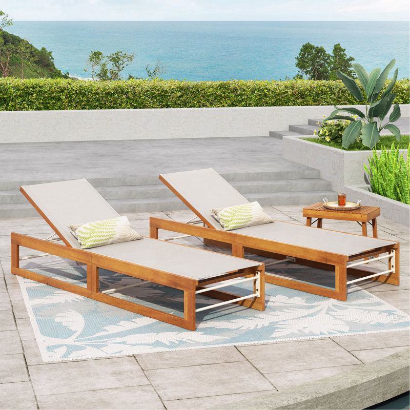 Chaise longue (ensemble de 2), Beige