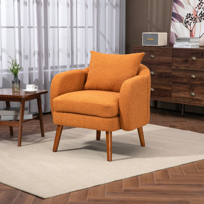 Keiden Upholstered Armchair, Orange Boucle