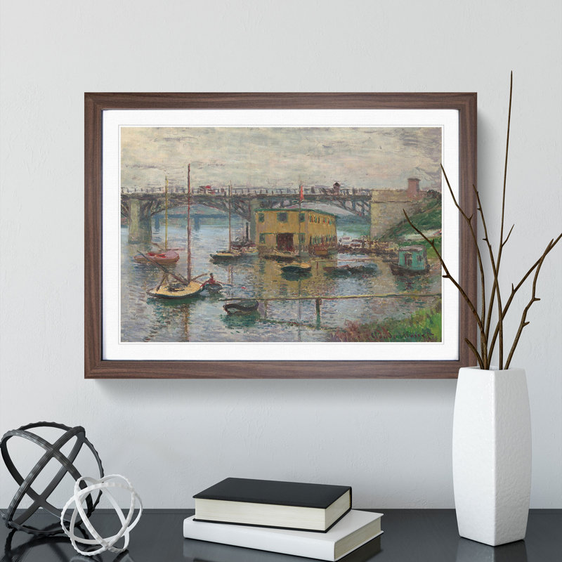 Bridge at Argenteuil by Claude Monet - Picture Frame Painting, Walnut, 36cm H x 48cm W x 2cm D