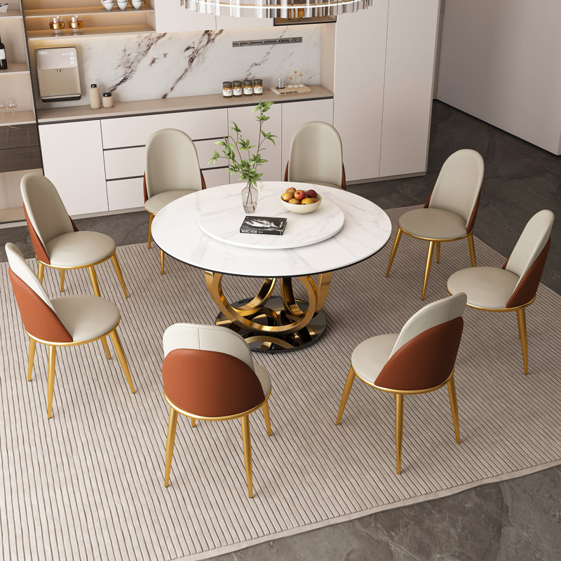 Table de salle à manger moderne en pierre frittée Smooth Roting Lazy Susan idéale pour la cuisine et les espaces compacts