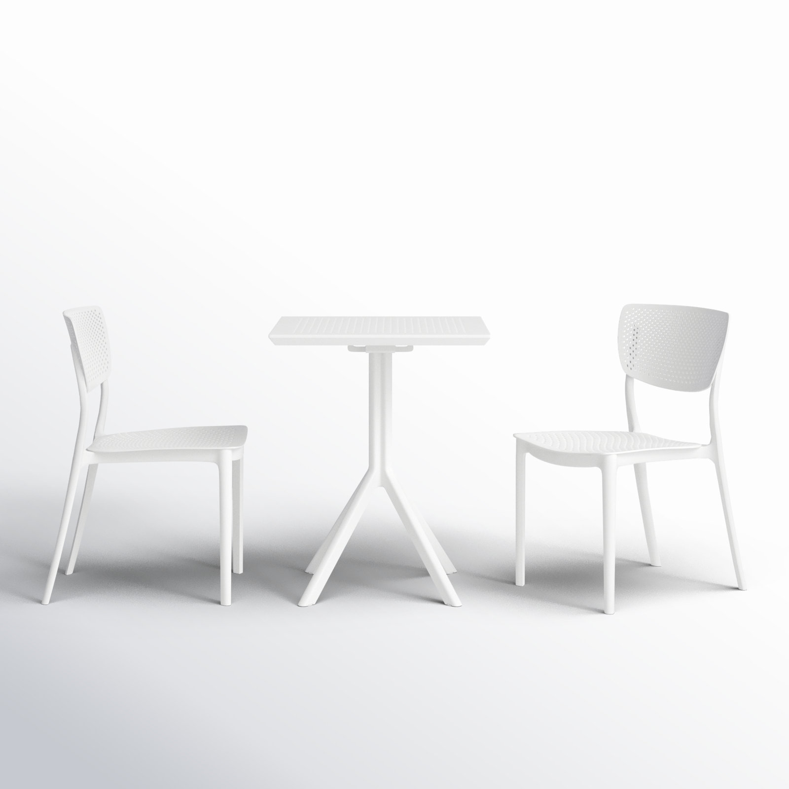 Farrah 31" Square 2-Person Bistro Set, White, 23.6" D x 23.6" W x 29.5" H