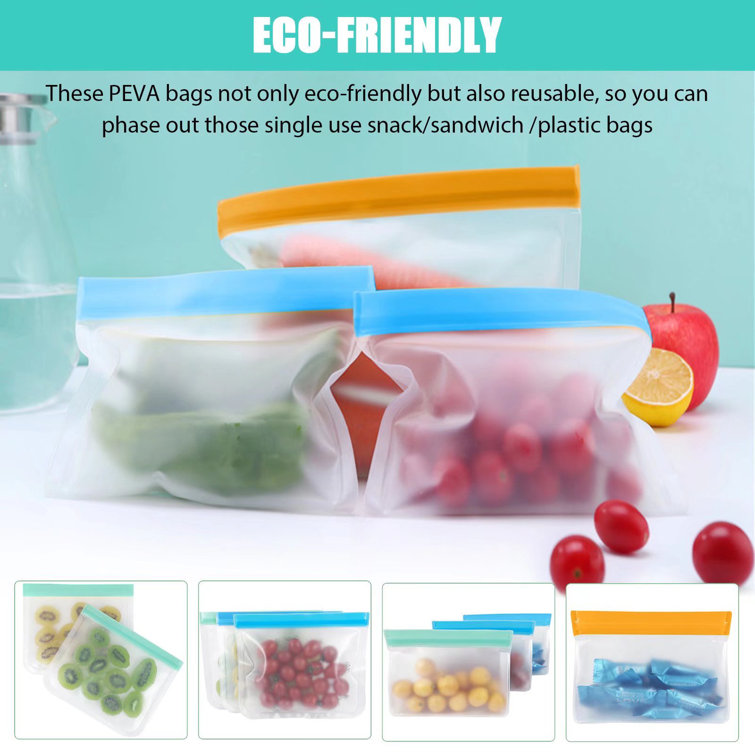 Reusable Food Storage Bags - 12 BPA Free Reusable Freezer Bags (2 Gallon & 5  Sandwich & 5 Snack Size Bags) Leak Proof Freezer Bags for Meat Fruit &  Vegetables 