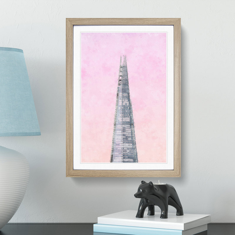 The Shard Building in London - Picture Frame Painting Print, 45cm H x 33cm W x 2cm D, Oak Framed