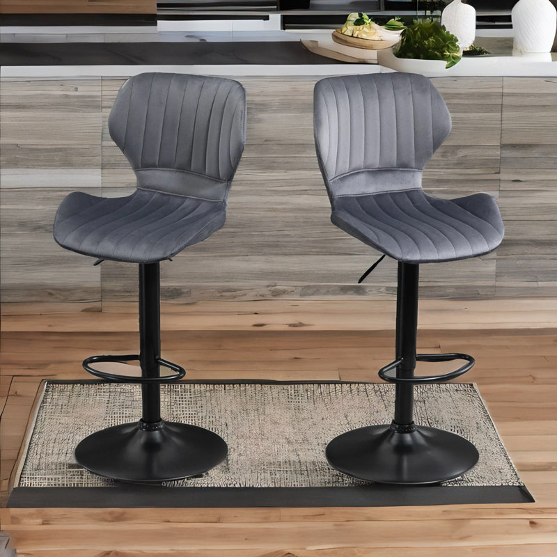Ellerman Swivel Adjustable Height Stool With Back & Footrest Barstool Kitchen Chair