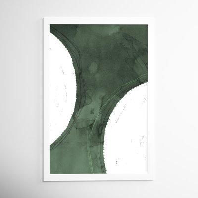 "Green Moon" by Oliver Gal Abstract Floater Framed Canvas Painting Print 