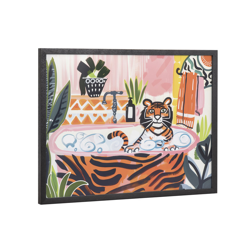 Art mural mignon avec salle de bain, H 16,65 po x l 12,65 po, Cadre noir