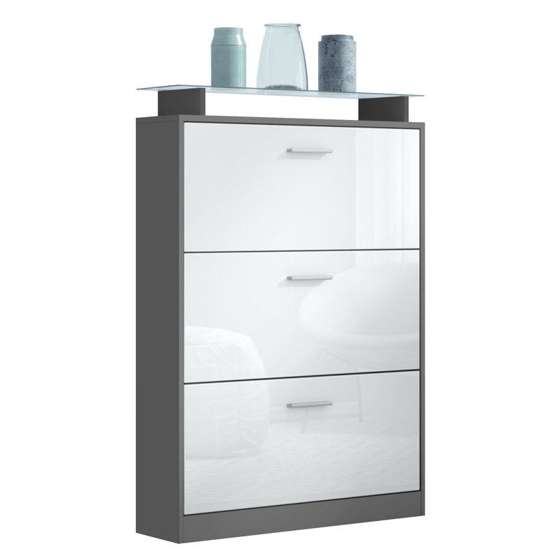 24 Pair Shoe Storage Cabinet, Anthracite/White