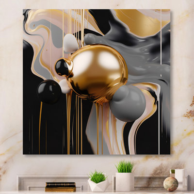 Art mural sur toile doré et noir Mystic Mûlange II