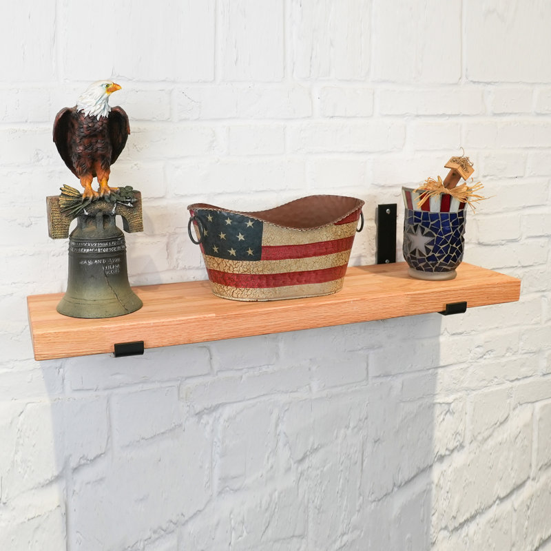 Floating Shelves, USA Grown Solid Hardwood, Oak Wood, 1.5" H x 24" W x 7.5" D