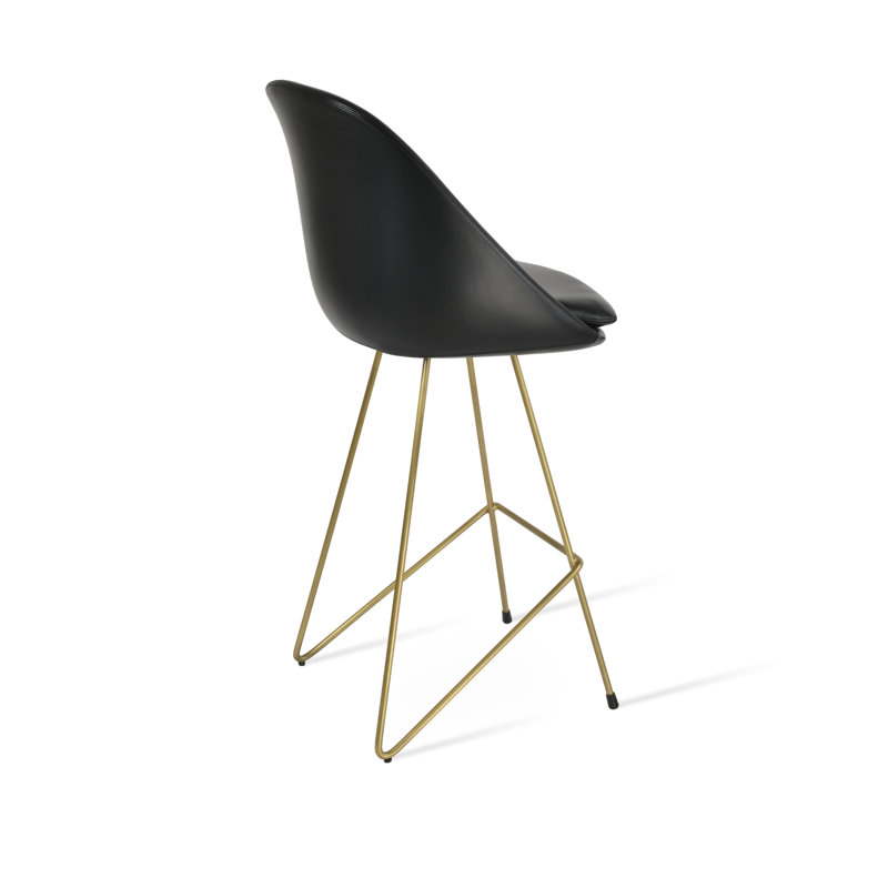 Tabouret de bar et de comptoir Avanos, Tabouret de comptoir (siège d'une hauteur de 24 p, Noir, Laiton