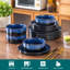 12 Pieces Kitchen Dinnerware Set, Blue Set, Stoneware Dinnerware, Plate And Straight Edge Bowl Set For 4 Person-1921503190