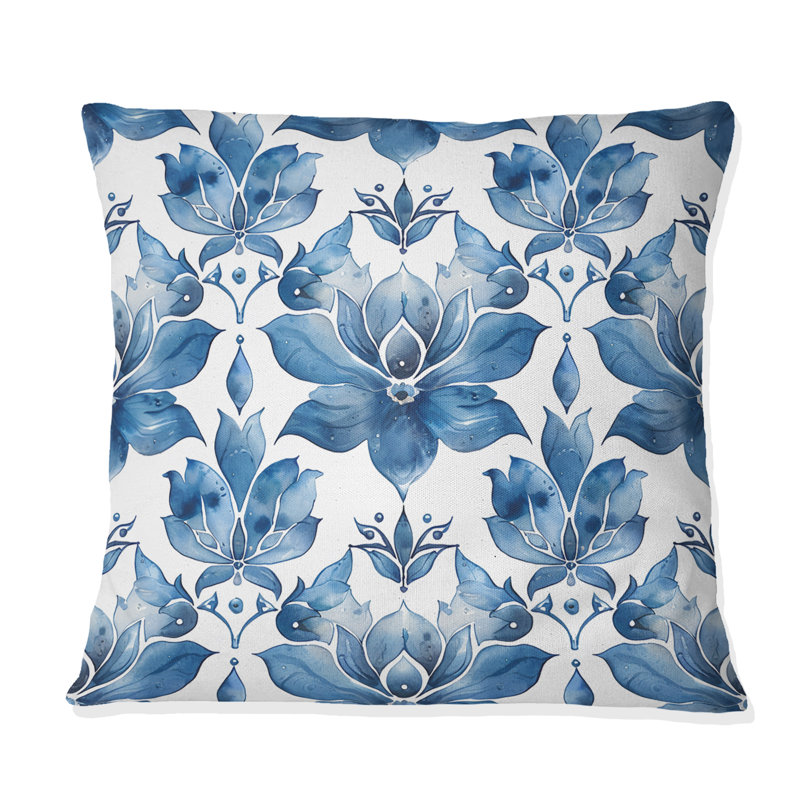 Coussin décoratif Glamour, H 16 po x l 16 po, Bleu / blanc