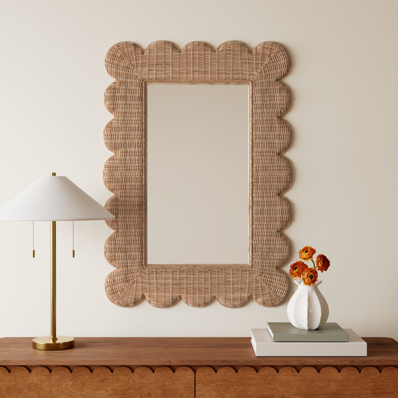 Rattan Scalloped Mirror