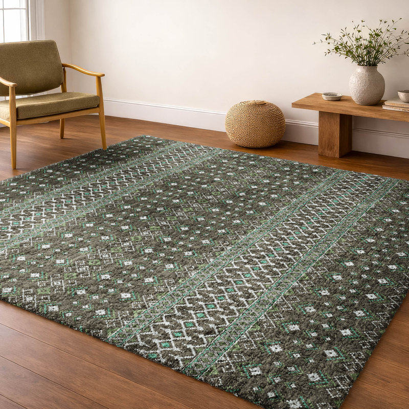 Tapis bohème ADS708 de qualité supérieure lavable à la machine, Brun, 3 pi x 5 pi