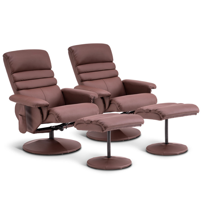 Livnat 2 Set Recliner with Ottoman, Reclining Chair with Massage, 360 Swivel  Chairs,  Faux Leather, Gray
