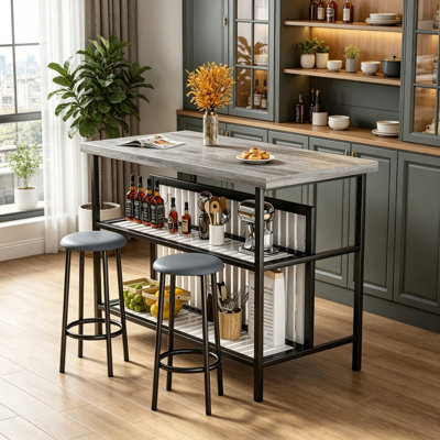 Ensemble de table de bar 3 pièces Modern Modern Rustic