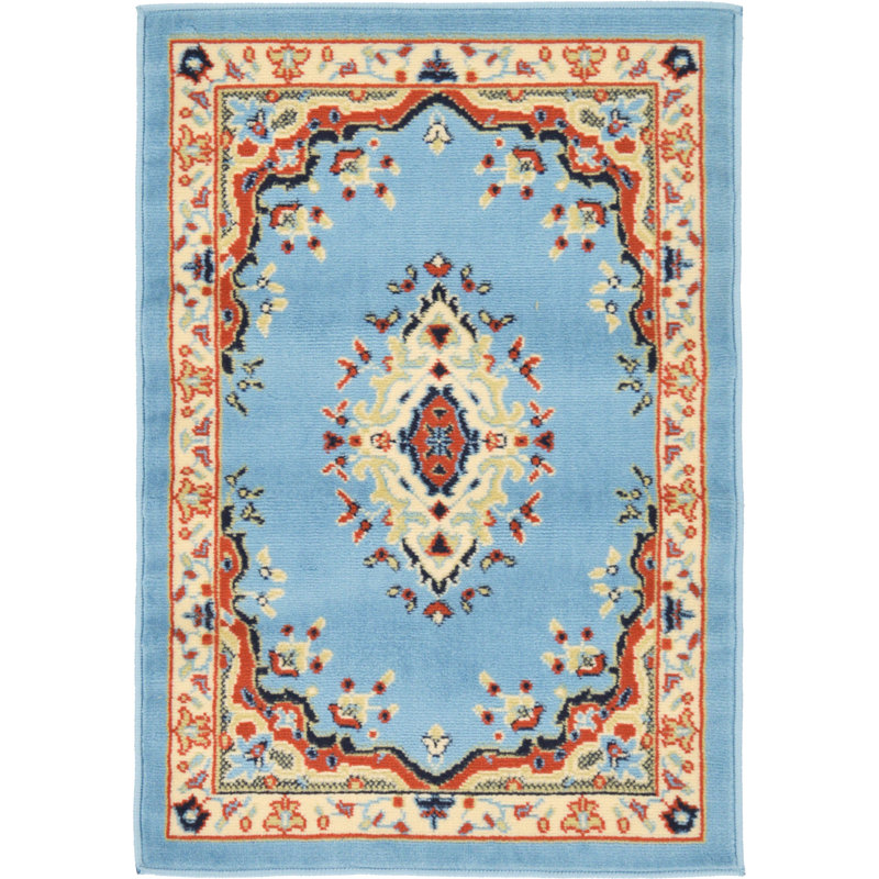 Tapis oriental noir Balthrop, Light Blue, Rectangle 2 pi 2 po x 3 pi 1 po