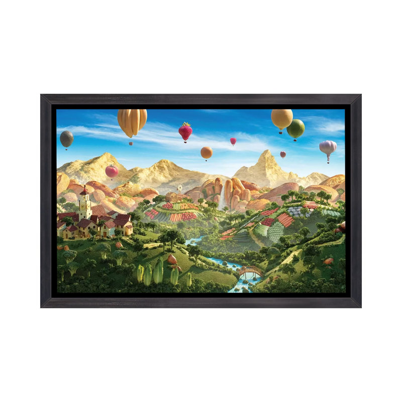 Impression gastronomique par Carl Warner, H 40 po x l 60 po x P 1,5 po, Toile avec cadre noir patiné