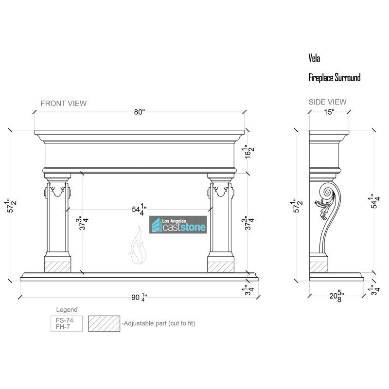 Vela Fireplace Surround, White Smooth