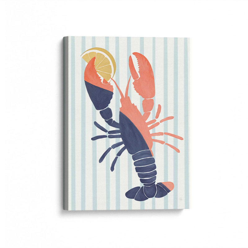 «Chillin Lobster Stripes» par Sarah Adams, reproduction d'art, L 18 po x H 24 po, Ne s’applique pas, Unframed Canvas
