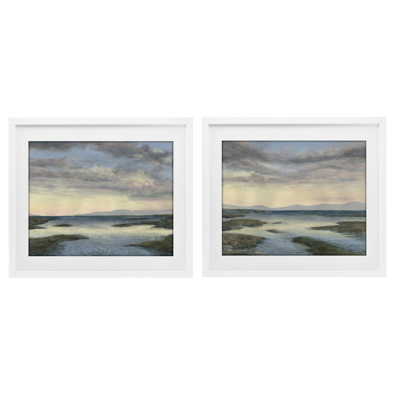 Sunlit Sea Expanse, ensemble de 2 reproductions encadrées sous verre, par Michael Willett, H 13 po x l 16 po