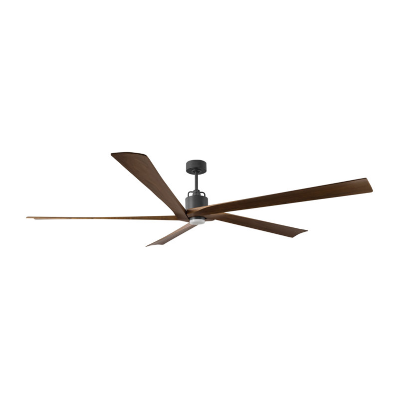Visual Comfort Fan Aspen 84 Indoor Ceiling Fan with Threaded Downrod, Midnight Black blades and Handheld Remote, Dark Walnut