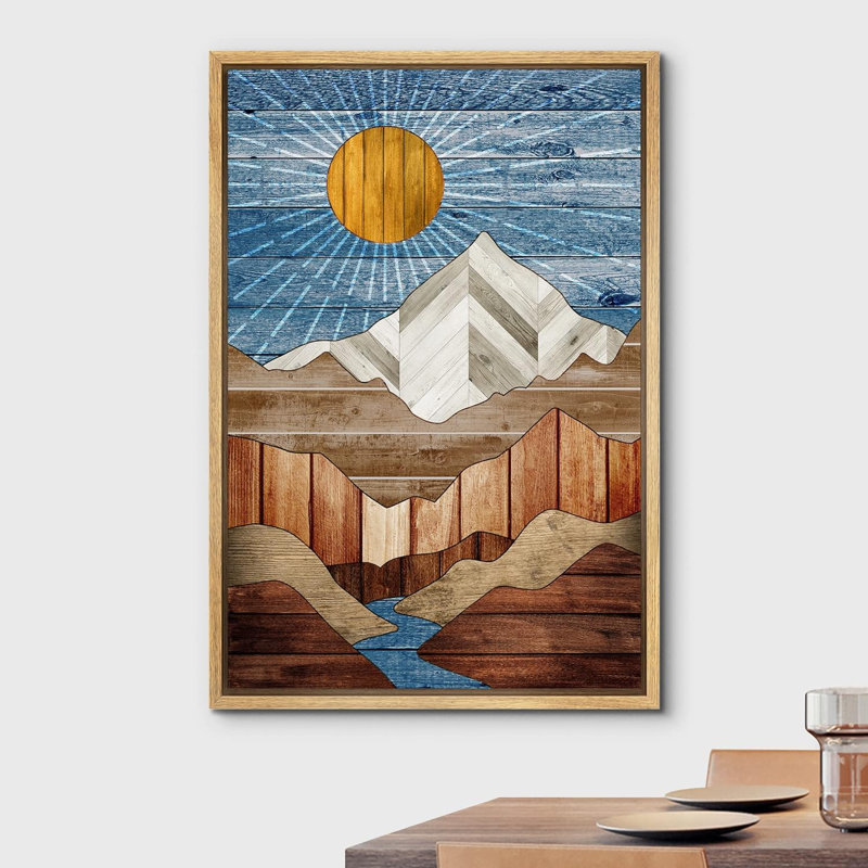 «Western Wood Effect Landscape Mountain Range Abstract Nature», reproduction sur toile, H 24 po x l 16 po x P 1,5 po