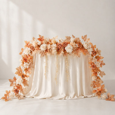 5.9FT Eucalyptus And Willow Leaf Garland With White Flower, Handcrafted Wedding Sweetheart Table Centerpieces Head Table Decor Arch Backdrop Decorations For Wedding