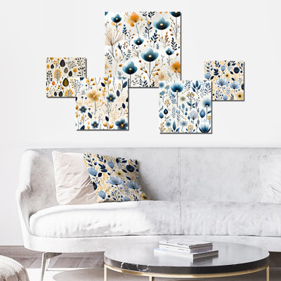 Hunley, charme floral minimaliste - ensemble d'art mural floral de 5